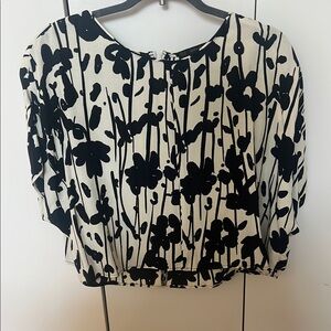 Floral Black and White Women's Top
